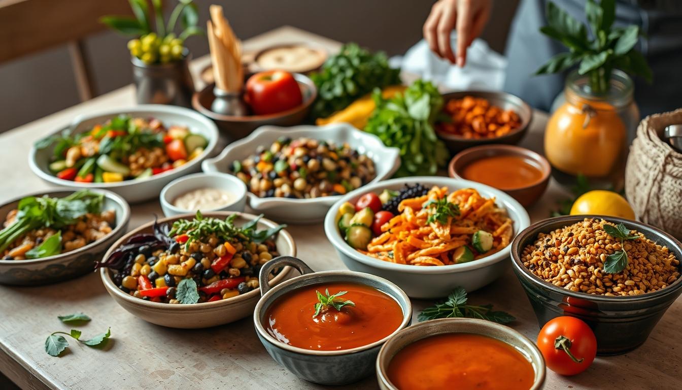 Ingredients prepared for a simple home dinner